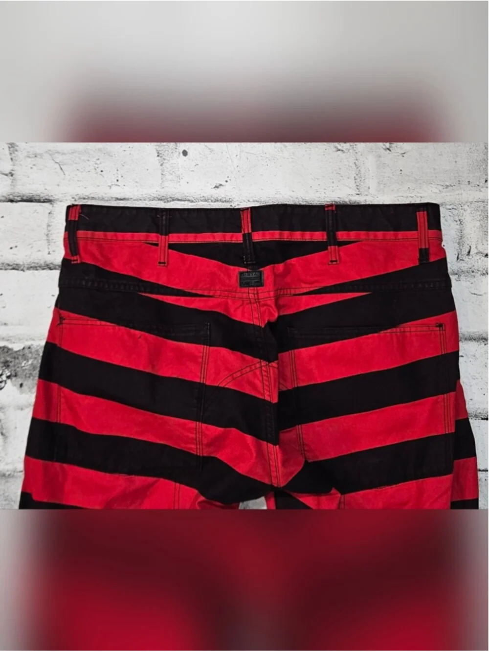 G Star RAW 5622 3D Tapered Red Black Striped Jeans W32 L30